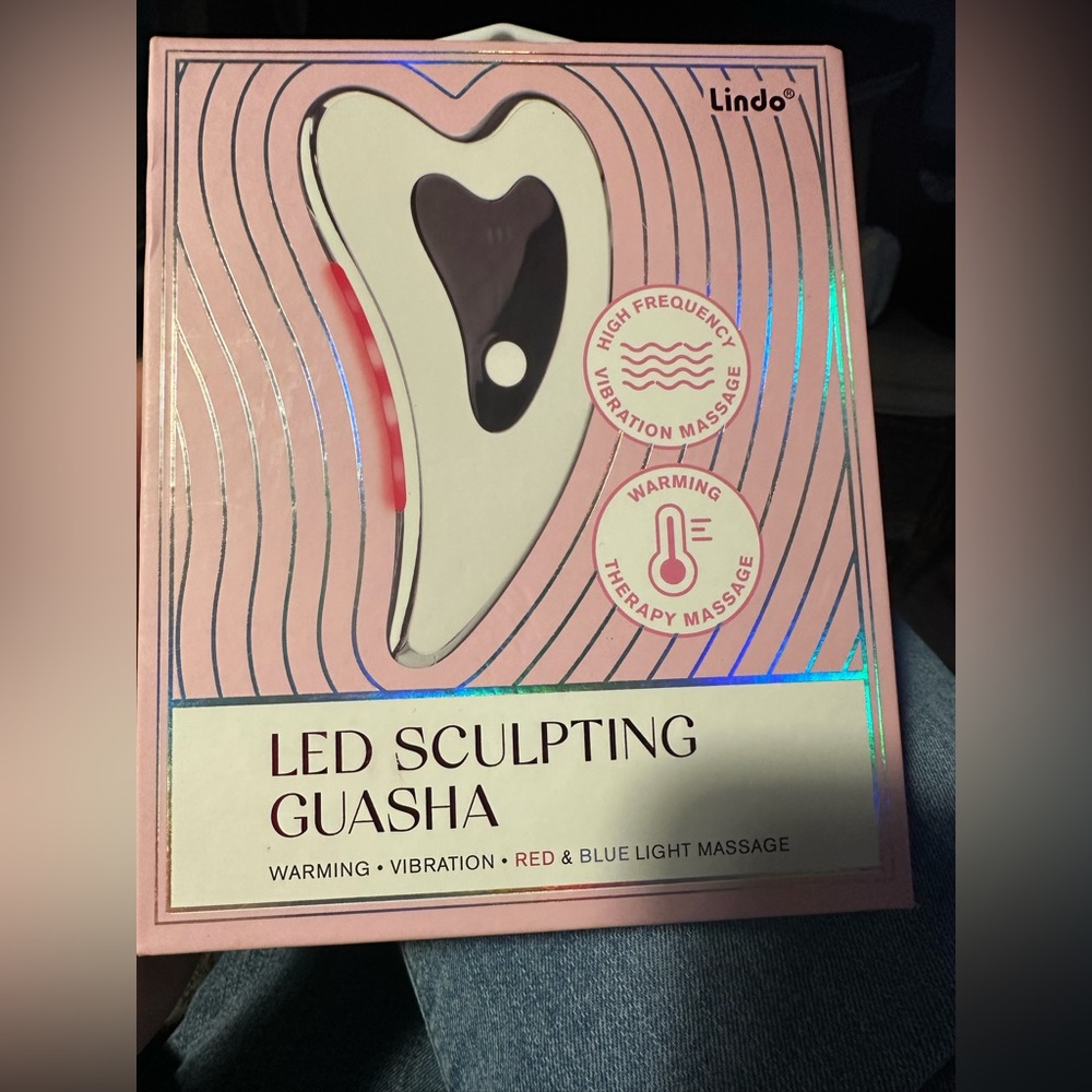 ✨ Lindo LED Sculpting Gua Sha Pink NIB Warming Vibration Red Blue Light